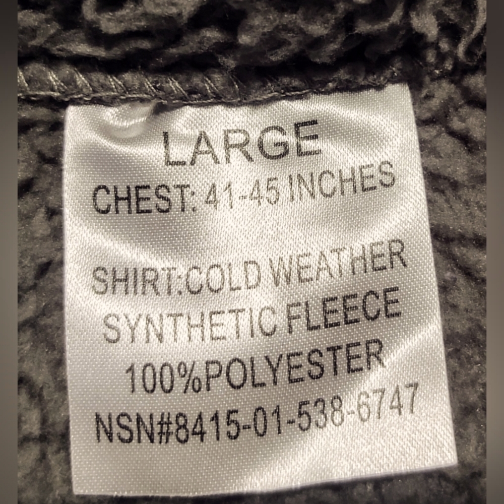 Polartec Military Cold Weather Fleece Full Zip Sz L - Picture 4 of 10